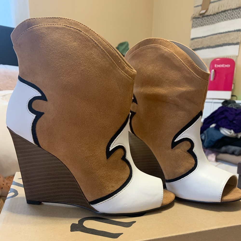 Beau + Ashe western peep toe booties